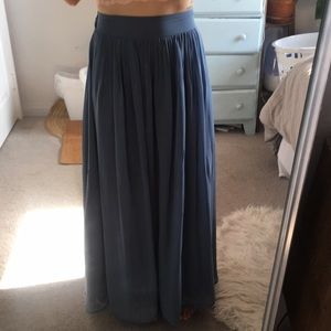 Handmade steel blue chiffon maxi skirt